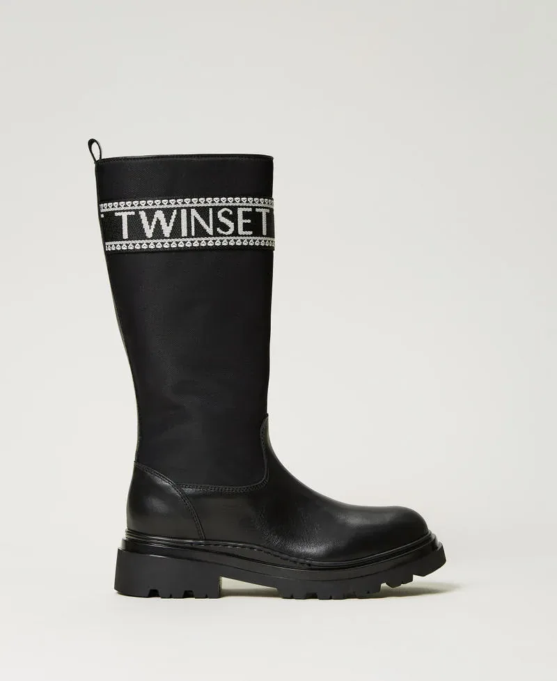 Черевики Twinset з логотипом зі шкіри